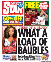 Daily Star (UK) Newspaper Front Page for 21 December 2020