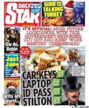 Daily Star (UK) Newspaper Front Page for 21 December 2021