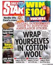 Daily Star (UK) Newspaper Front Page for 21 December 2022