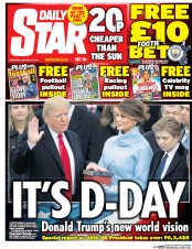 Daily Star (UK) Newspaper Front Page for 21 January 2017