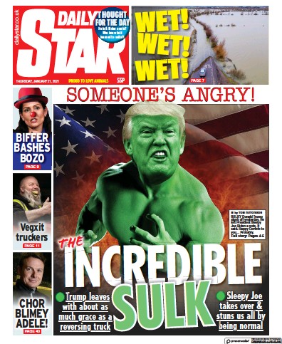 Daily Star Newspaper Front Page (UK) for 21 January 2021