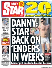 Daily Star (UK) Newspaper Front Page for 21 February 2017