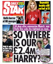 Daily Star (UK) Newspaper Front Page for 21 February 2020