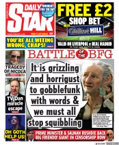 Daily Star (UK) Newspaper Front Page for 21 February 2023