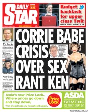 Daily Star (UK) Newspaper Front Page for 21 March 2013