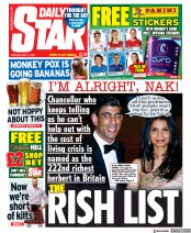 Daily Star front page for 21 May 2022