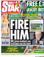 Daily Star (UK) Newspaper Front Page for 21 June 2018