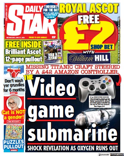 Daily Star Newspaper Front Page (UK) for 21 June 2023