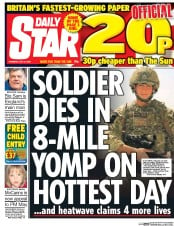 Daily Star (UK) Newspaper Front Page for 21 July 2016