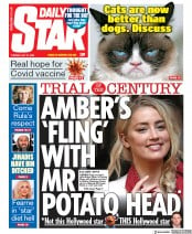 Daily Star (UK) Newspaper Front Page for 21 July 2020