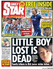 Daily Star (UK) Newspaper Front Page for 21 August 2017