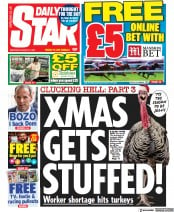 Daily Star (UK) Newspaper Front Page for 21 August 2021