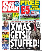 Daily Star (UK) Newspaper Front Page for 21 August 2021