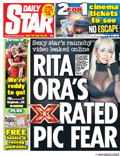 Daily Star Newspaper Front Page (UK) for 21 September 2015