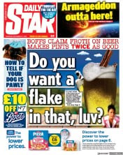 Daily Star front page for 21 September 2023