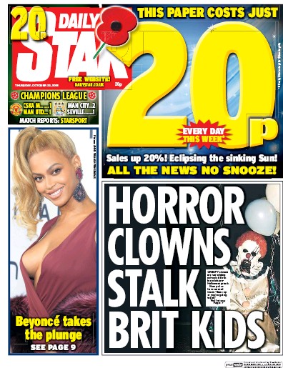 Daily Star Newspaper Front Page (UK) for 22 October 2015