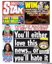 Daily Star (UK) Newspaper Front Page for 22 October 2021