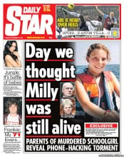 Daily Star (UK) Newspaper Front Page for 22 November 2011
