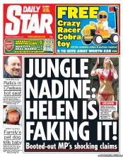Daily Star (UK) Newspaper Front Page for 22 November 2012