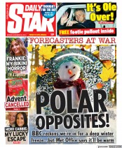 Daily Star (UK) Newspaper Front Page for 22 November 2021