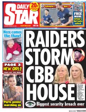 Daily Star (UK) Newspaper Front Page for 22 January 2018