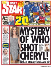 Daily Star (UK) Newspaper Front Page for 22 February 2016