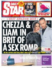 Daily Star (UK) Newspaper Front Page for 22 February 2018