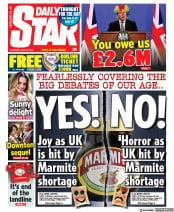 Daily Star (UK) Newspaper Front Page for 22 April 2021