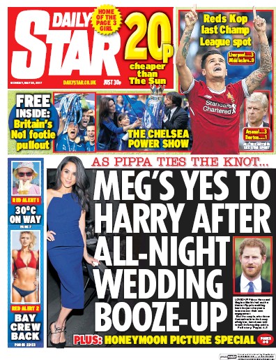 Daily Star Newspaper Front Page (UK) for 22 May 2017