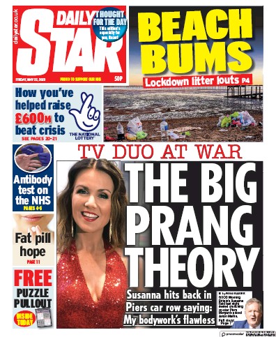 Daily Star Newspaper Front Page (UK) for 22 May 2020