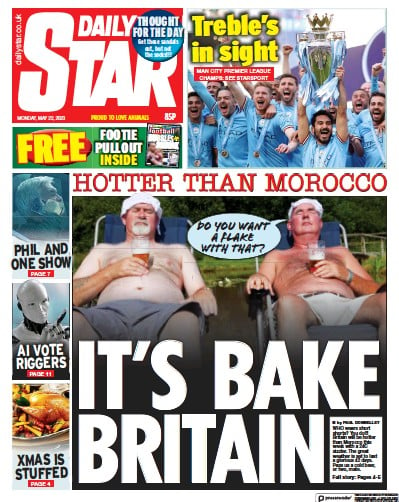 Daily Star Newspaper Front Page (UK) for 22 May 2023