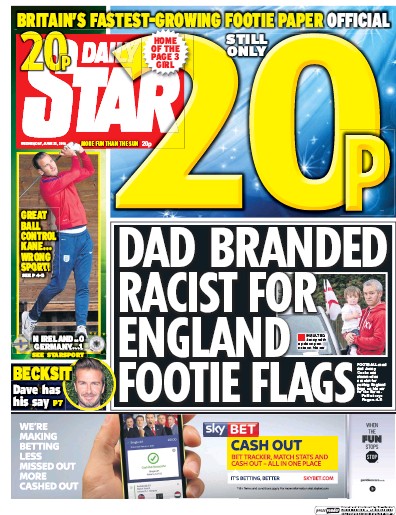 Daily Star Newspaper Front Page (UK) for 22 June 2016