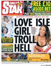 Daily Star (UK) Newspaper Front Page for 22 June 2018