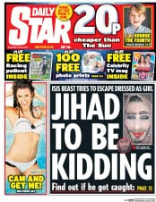 Daily Star (UK) Newspaper Front Page for 22 July 2017