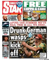 Daily Star (UK) Newspaper Front Page for 22 August 2022