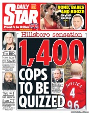 Daily Star (UK) Newspaper Front Page for 23 October 2012