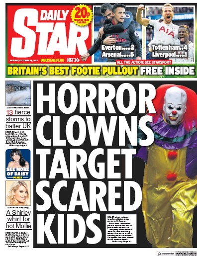 Daily Star Newspaper Front Page (UK) for 23 October 2017