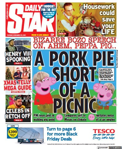 Daily Star Newspaper Front Page (UK) for 23 November 2021