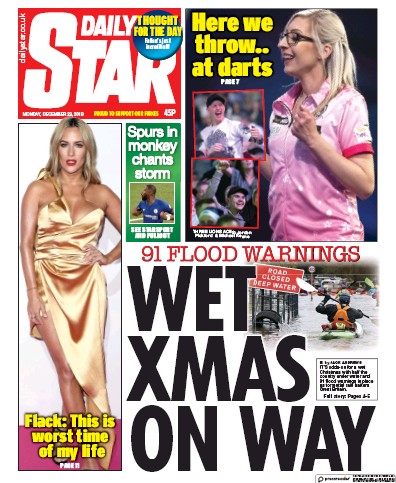 Daily Star Newspaper Front Page (UK) for 23 December 2019