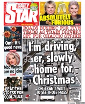 Daily Star (UK) Newspaper Front Page for 23 December 2021