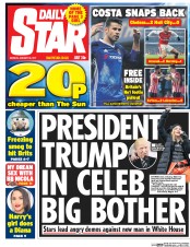 Daily Star (UK) Newspaper Front Page for 23 January 2017