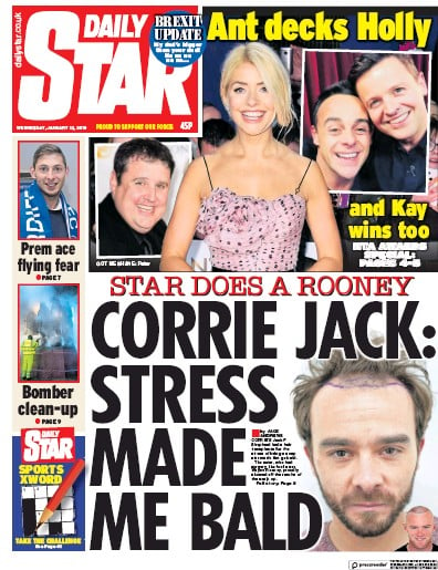 Daily Star Newspaper Front Page (UK) for 23 January 2019