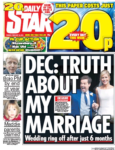 Daily Star Newspaper Front Page (UK) for 23 February 2016
