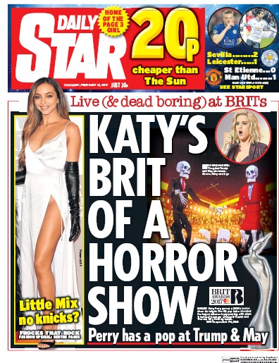 Daily Star Newspaper Front Page (UK) for 23 February 2017