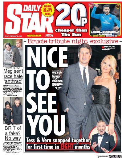 Daily Star Newspaper Front Page (UK) for 23 February 2018