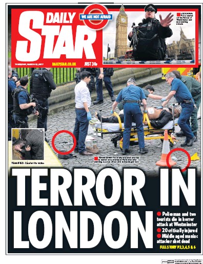 Daily Star Newspaper Front Page (UK) for 23 March 2017