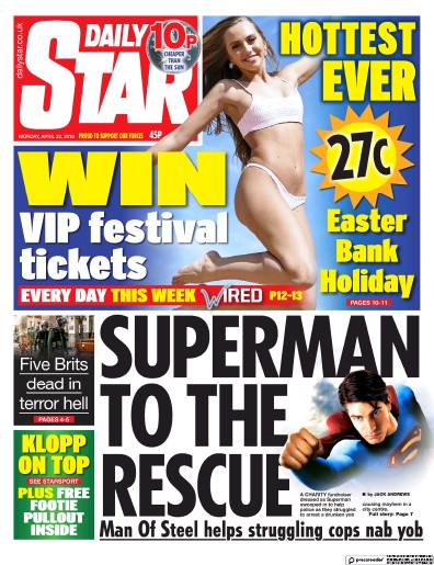 Daily Star Newspaper Front Page (UK) for 23 April 2019