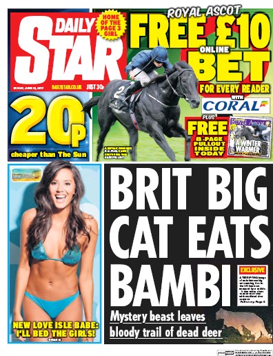 Daily Star Newspaper Front Page (UK) for 23 June 2017