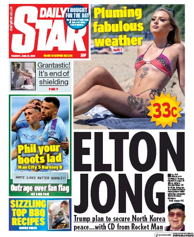 Daily Star Newspaper Front Page (UK) for 23 June 2020