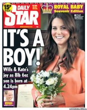 Daily Star Newspaper Front Page (UK) for 23 July 2013